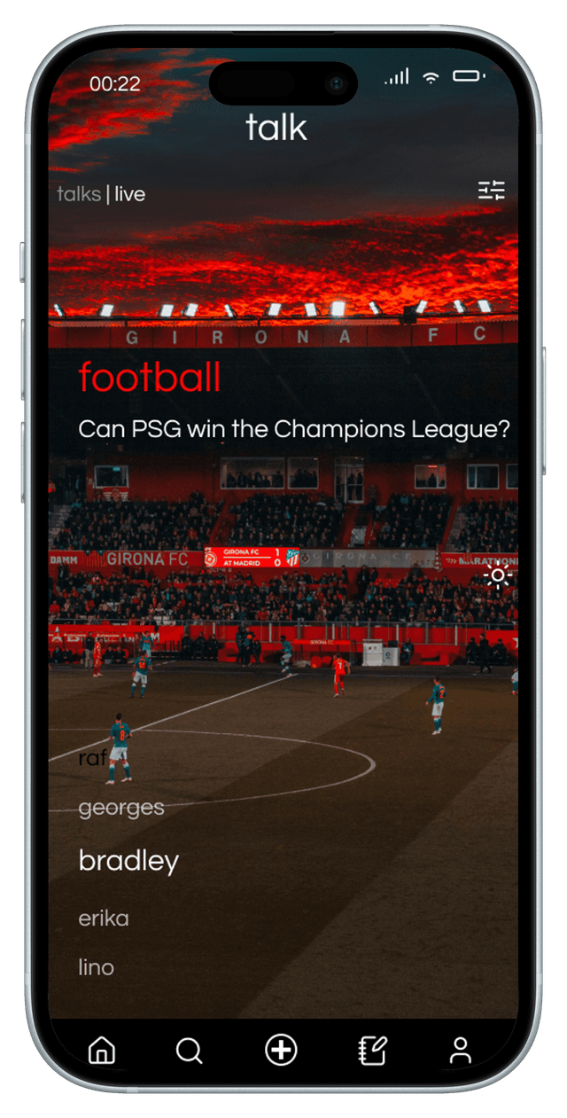 Screenshot of talk app showing the main player with several comments.